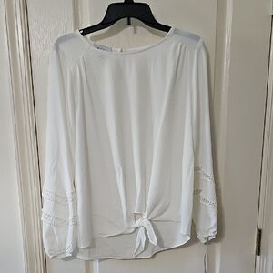 AB Studio White Blouse with Lace Accents